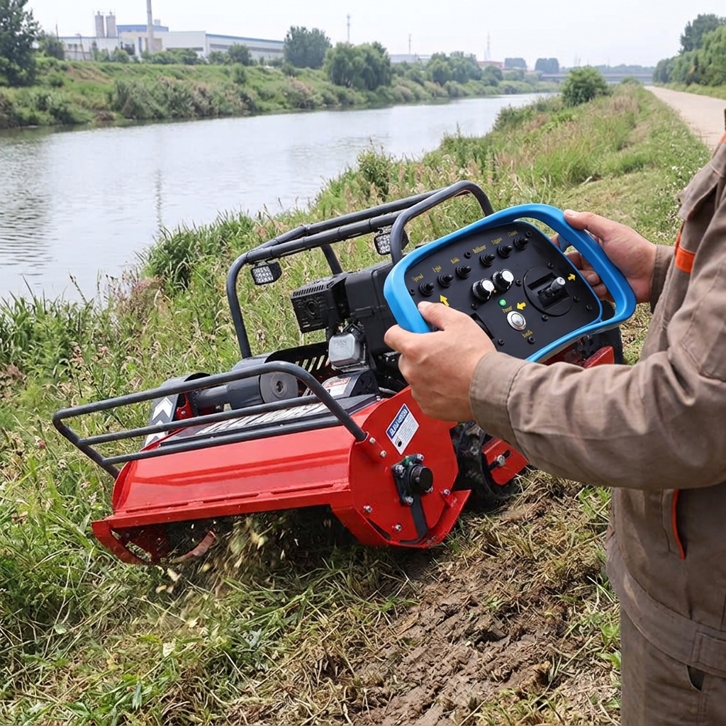 Remote Control Lawn Mower for Riverbanks and Embankments