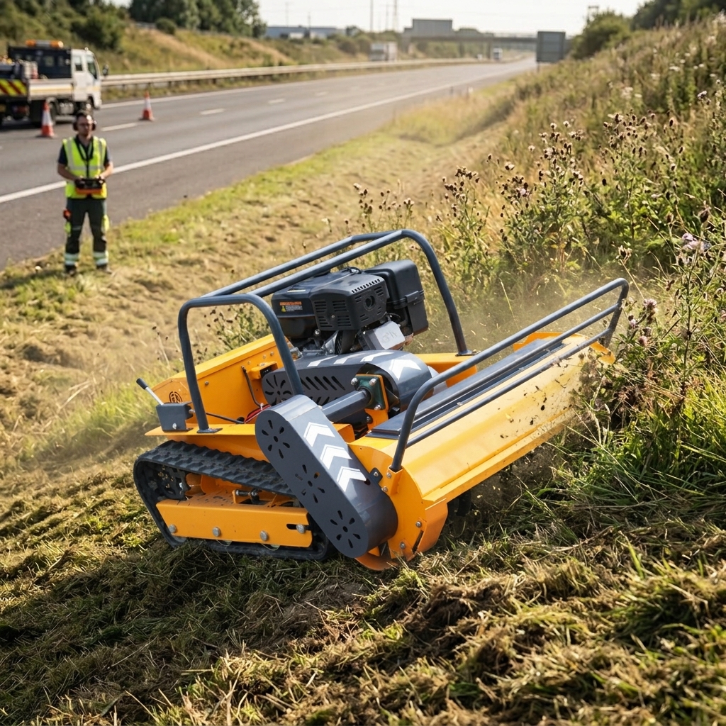 Remote Control Lawn Mower for Steep Slopes